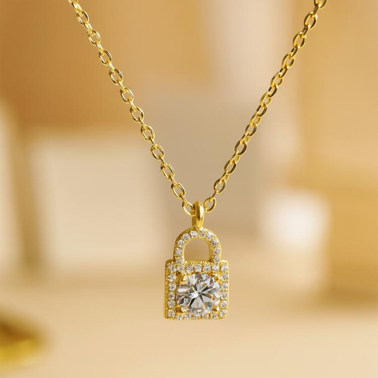 925 Sterling Silver Moissanite Necklace For Women