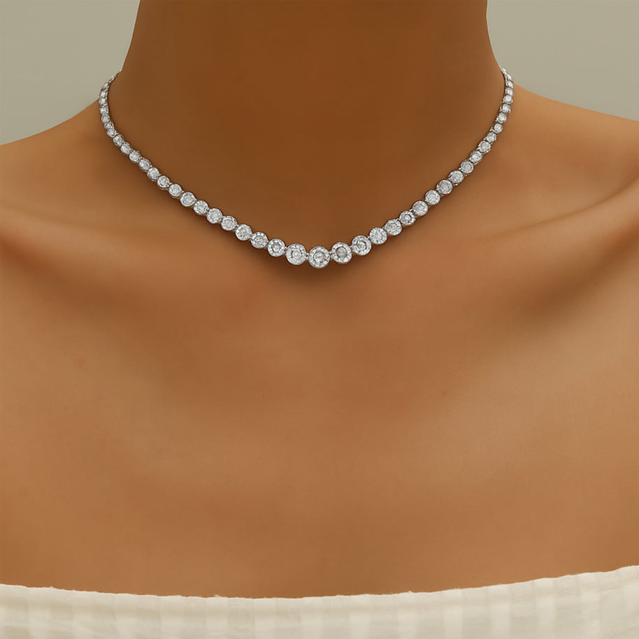 925 Sterling Silver Moissanite Diamond Chain Necklaces for Women