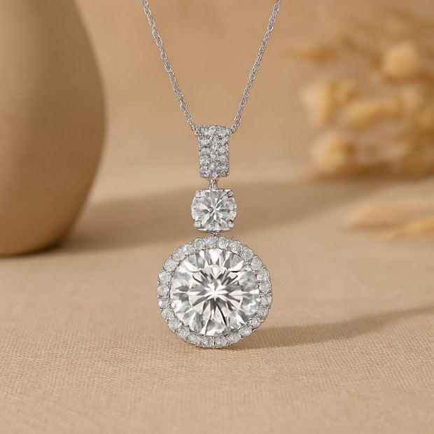Moissanite Diamond Gold Sterling Silver Wedding Necklace