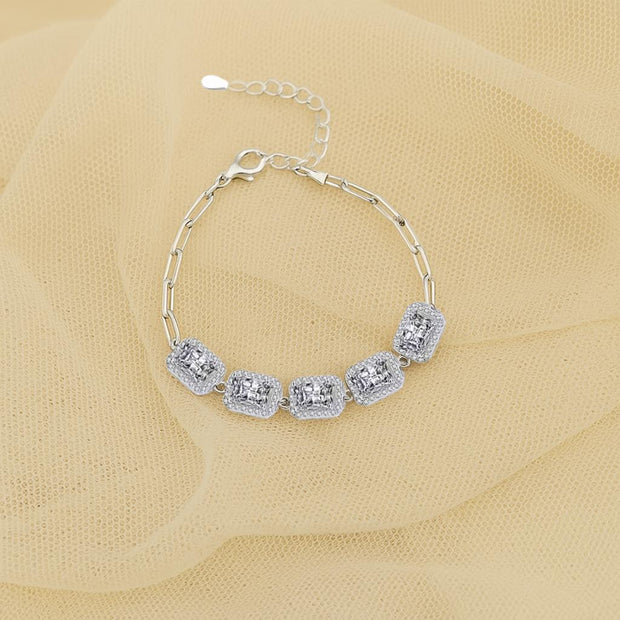 925 Sterling Silver Moissanite Diamond  Bracelet For Women