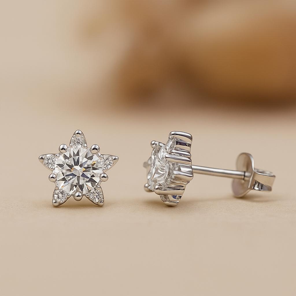 S925 Silver  Moissanite Snowflake Earrings for Women