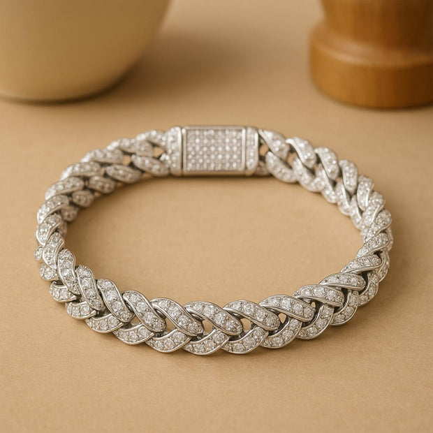 S925 Silver Moissanite Cuban Chain Luxurious Bracelet For Men and Women