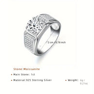 Moissanite 1 Carat Ring – 925 Sterling Silver