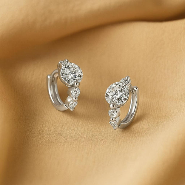 S925 Sterling Silver Moissanite Hoop Earrings For Women