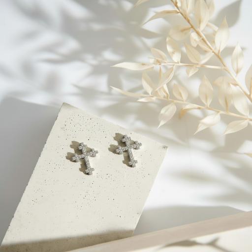 925 Sterling Silver Moissanite  Cross Ear Stud For Women