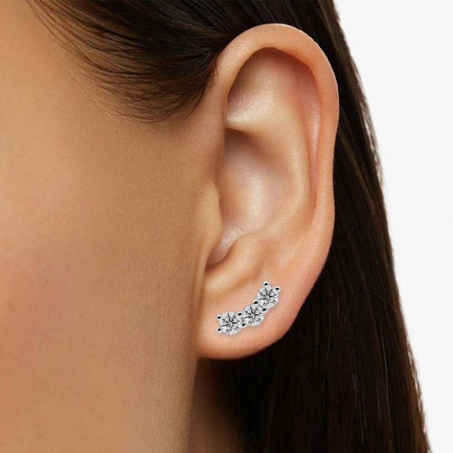 Moissanite Sterling Silve Diamond Earrings