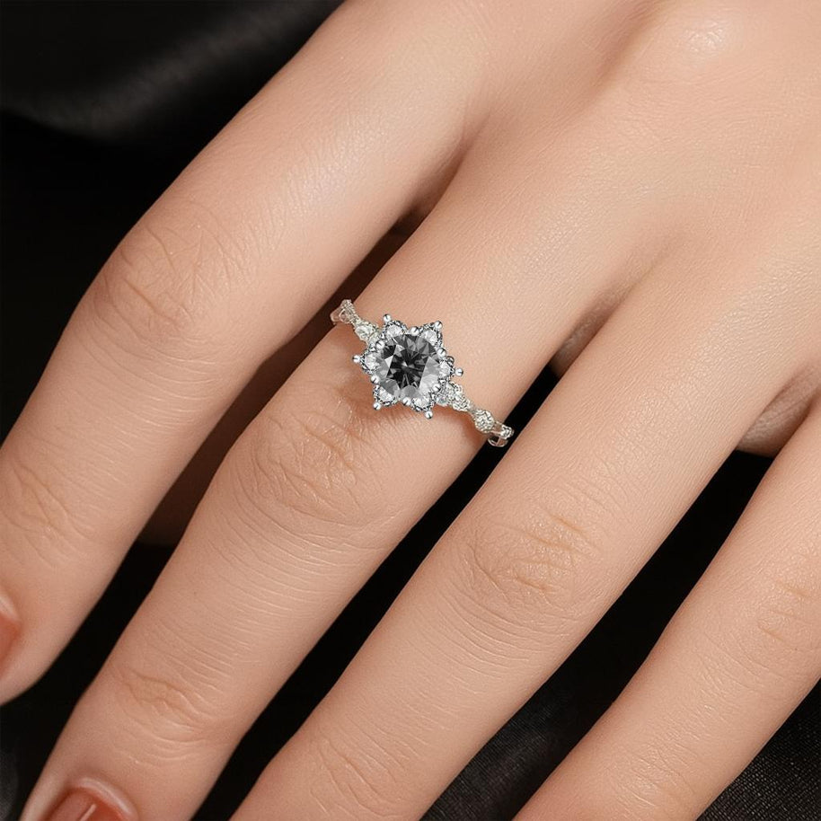 Moissanite Sunflower White Gold Special Ring