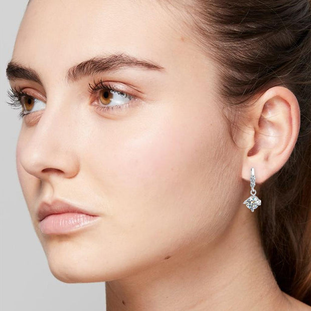 925 Sterling Silver Moissanite Diamond Earrings  Luxury Gift for woman's