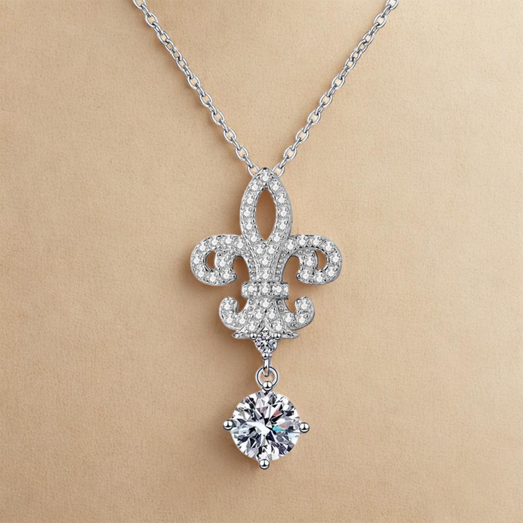 925 Sterling Silver Plated White Gold Diamond Necklaces For Women