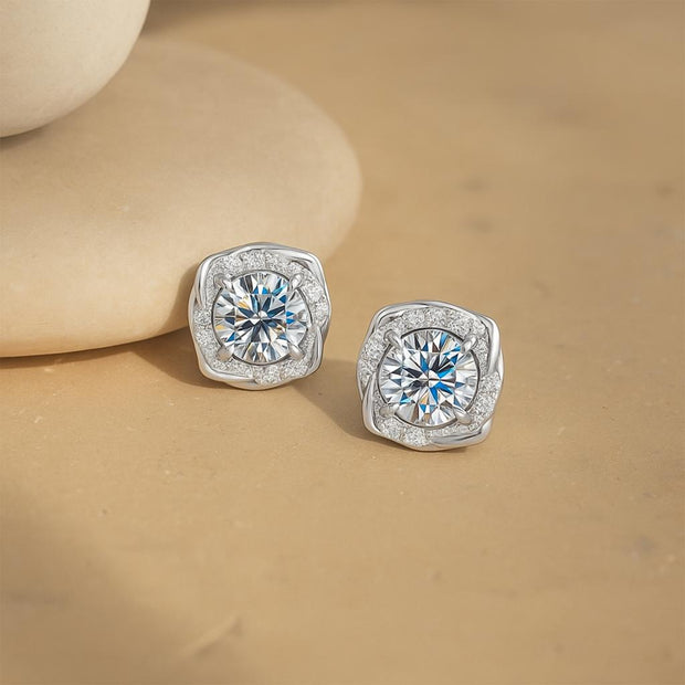 925 Sterling Silver Moissanite Diamond Earrings For Women