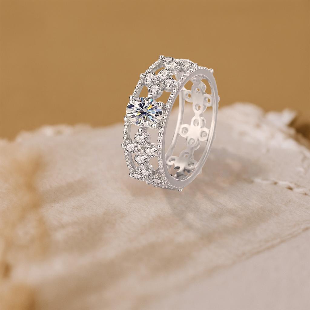 S925 Silver Moissanite Diamond Rings For Women's