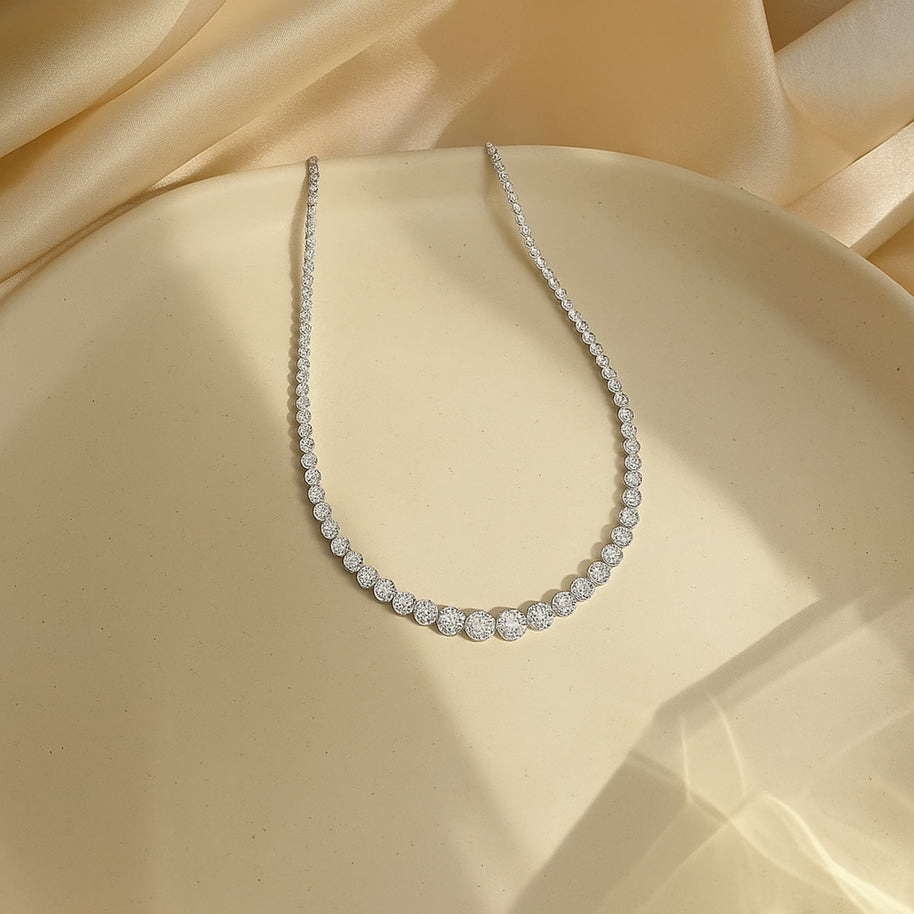 925 Sterling Silver Moissanite Diamond Chain Necklaces for Women