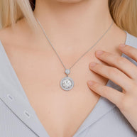 25 Sterling Silver Moissanite Diamond Round Pendant Necklace For Women