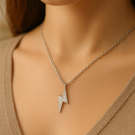 Sterling Silver Necklace with Moissanite, White Color, Hypoallergenic