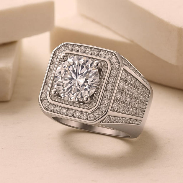 925 Sterling Silver White Gold Plated Moissanite Diamond Rings for Men