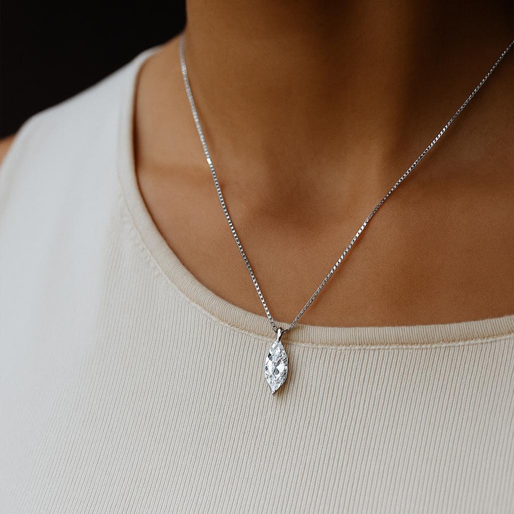 S925 Silver Moissanite necklace  Horse Eye  Shape