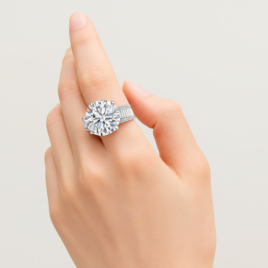 925 Sterling Silver Moissanite Ring Plated Women's Wedding Jewelry