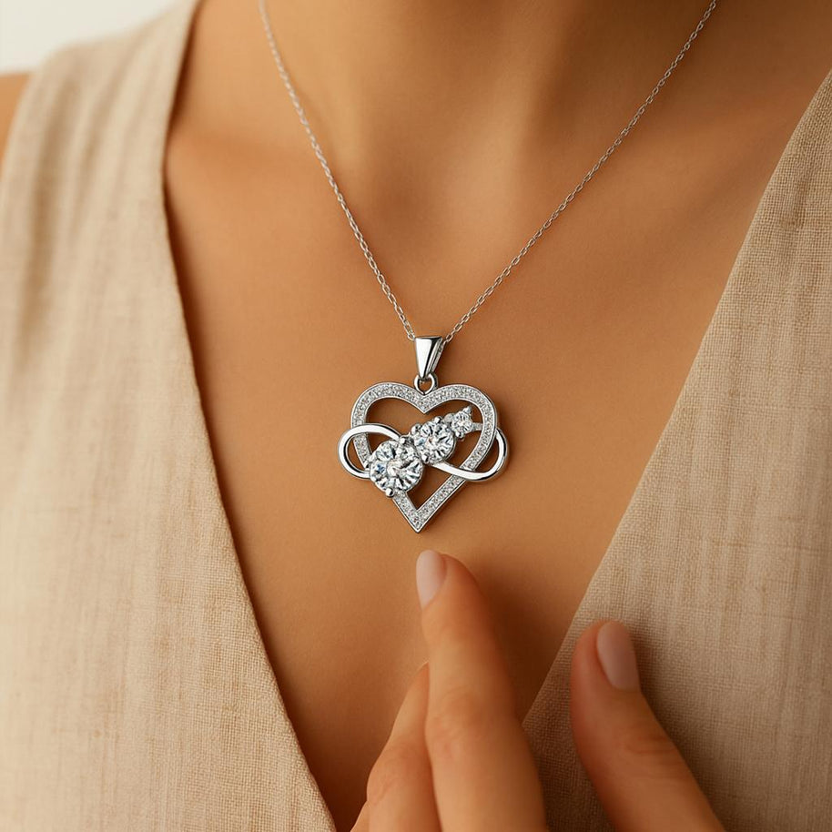 S 925 Silver Luxury Moissanite Design God Heart Necklace For Women