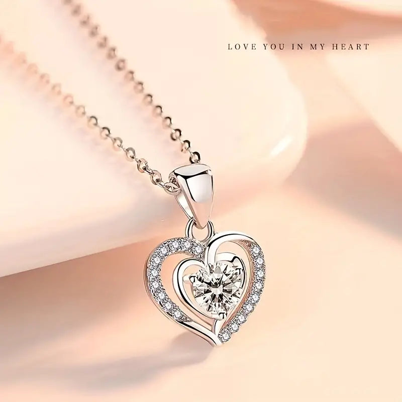 Moissanite Pendant & Chain - Heart - 3CT - 925 Sterling Silver