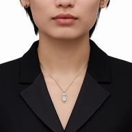 S925 Silver Moissanite necklace  Horse Eye  Shape