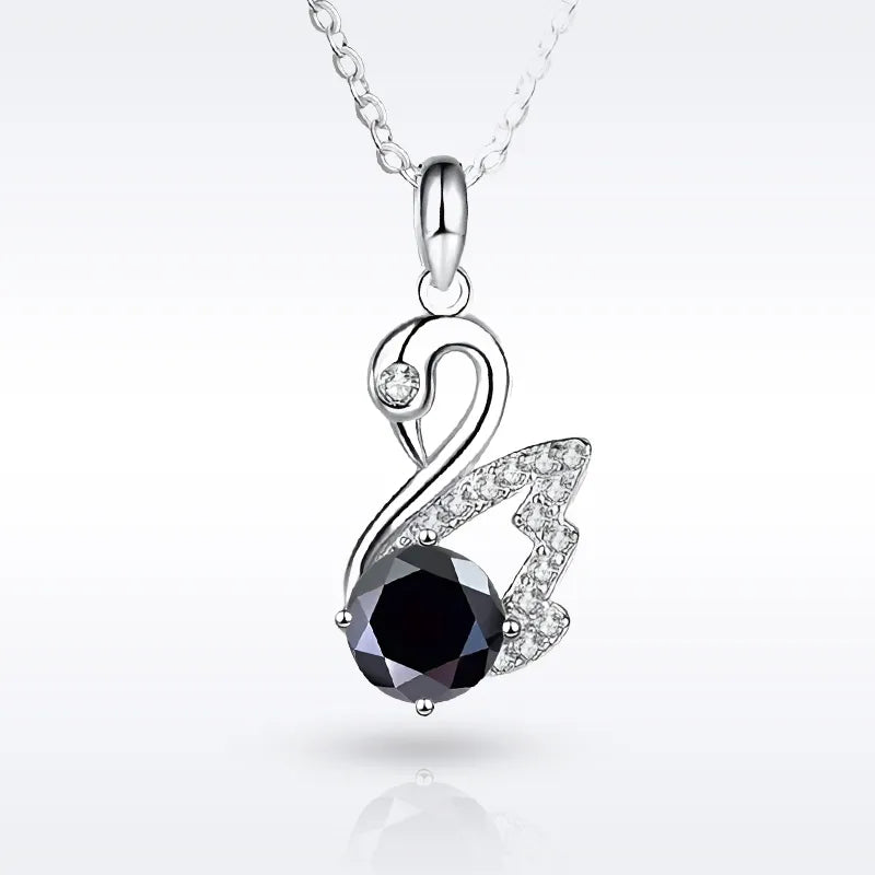 Moissanite Pendant & Chain - Swan - 925 Sterling Silver