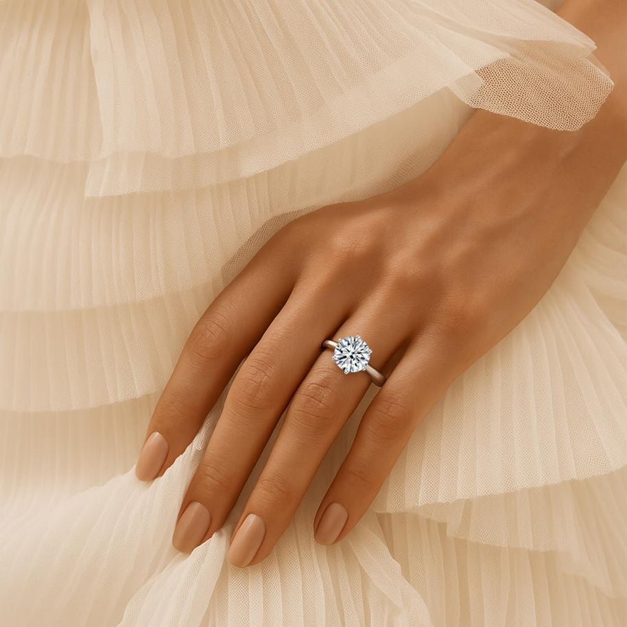 925 Sterling Silver Moisannite Diamond Ring
