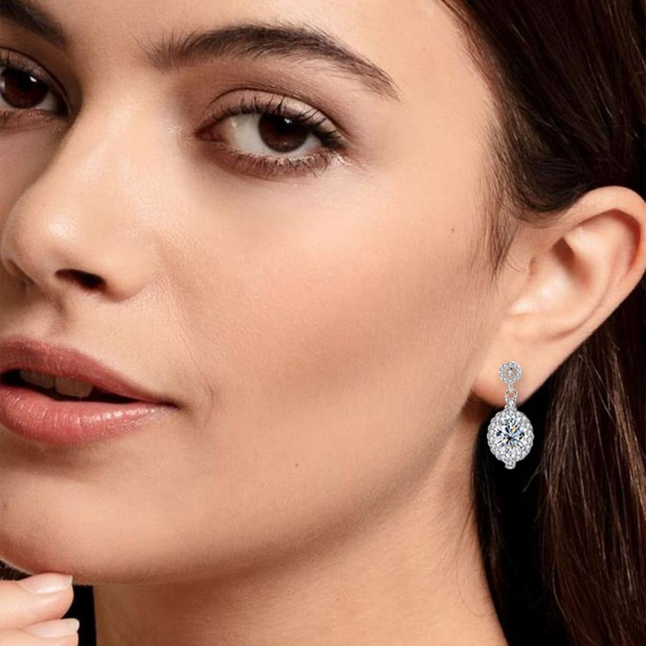 S925 Silver Moissanite Earrings for Women Wedding Jewelry