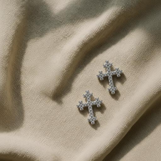 925 Sterling Silver Moissanite  Cross Ear Stud For Women