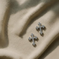 925 Sterling Silver Moissanite  Cross Ear Stud For Women