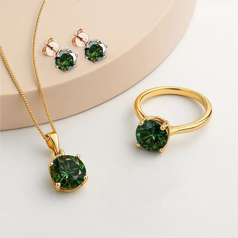 Complete 4pc moissanite set (necklace, ring, earrings