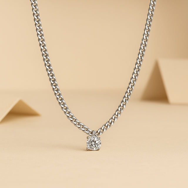 925 Sterling Silver Moissanite Necklace for Women And Men