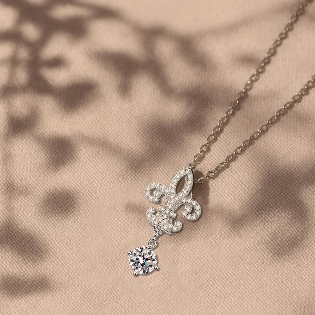 925 Sterling Silver Plated White Gold Diamond Necklaces For Women