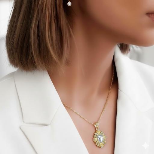 925 Silver Moissanite Bauhinia Sunflower Necklace For Charms Women