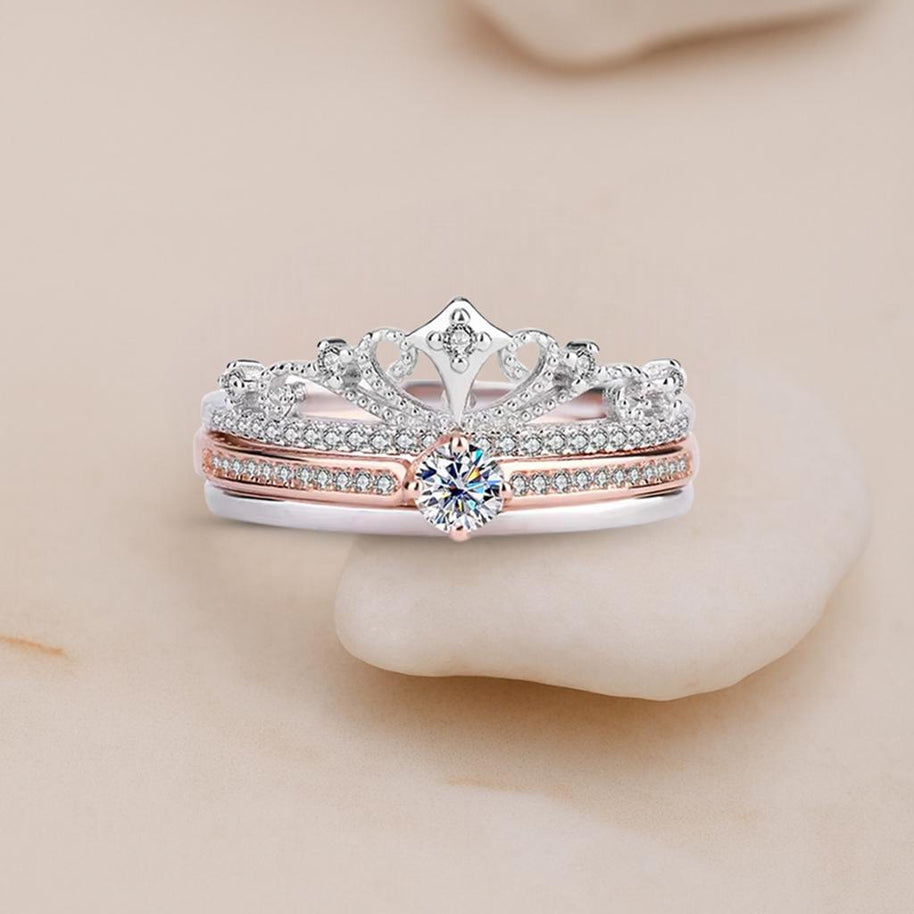925 Sterling Silve Moissanite Diamond Crown Rings for Women