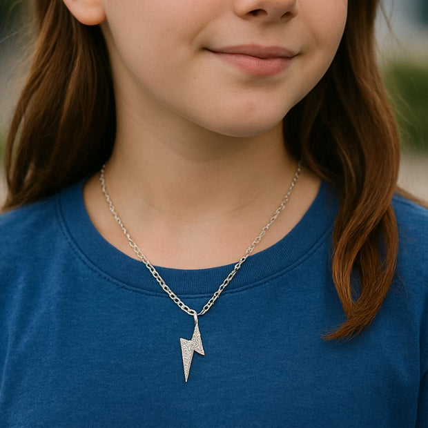 Sterling Silver Necklace with Moissanite, White Color, Hypoallergenic