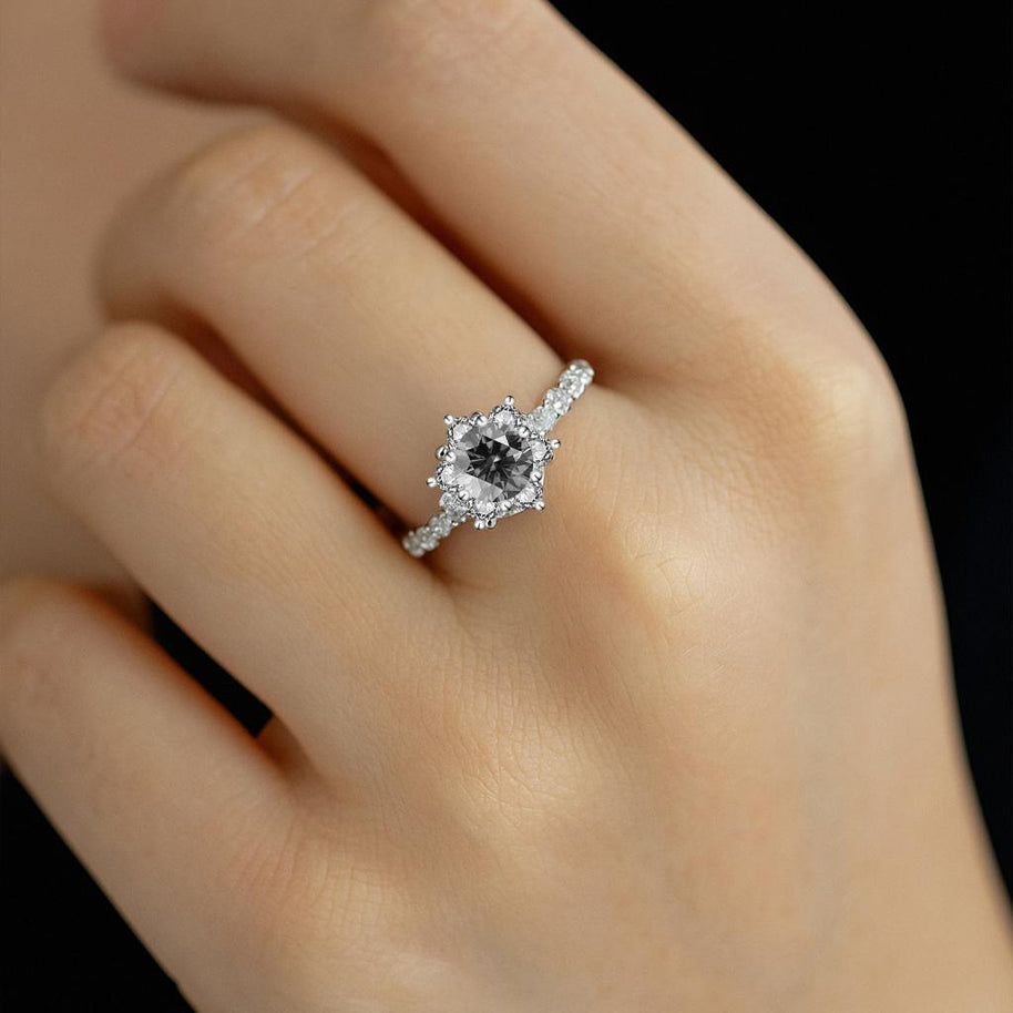 Moissanite Sunflower White Gold Special Ring