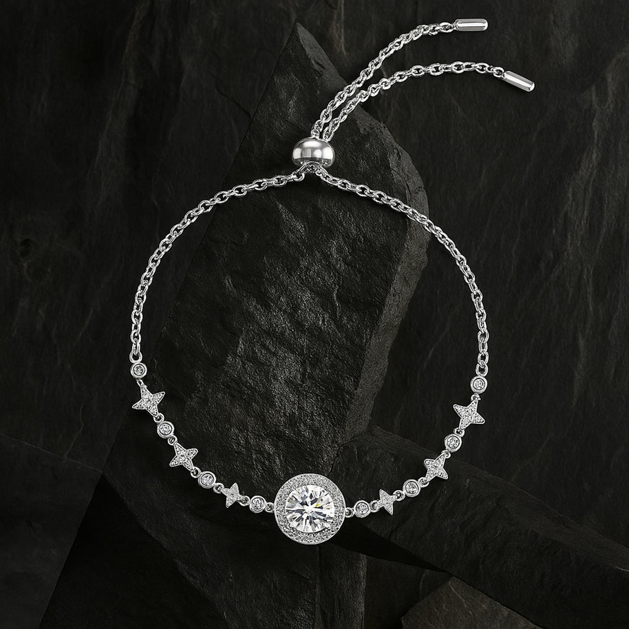 Moissanite Round Bag Simple  Bracelet for Women's