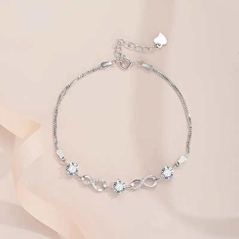 Sterling Silver Moissanite Eternity Bracelet