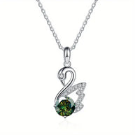 Moissanite Pendant & Chain - Swan - 925 Sterling Silver