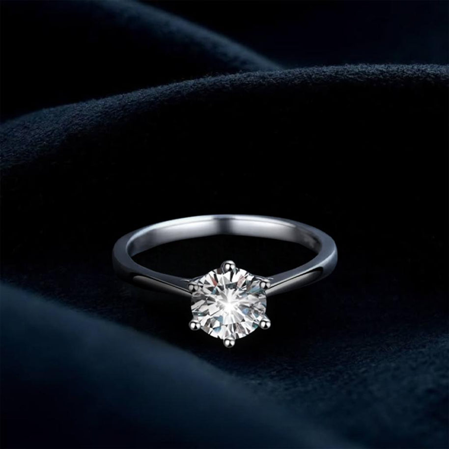 925 Sterling Silver Moisannite Diamond Ring