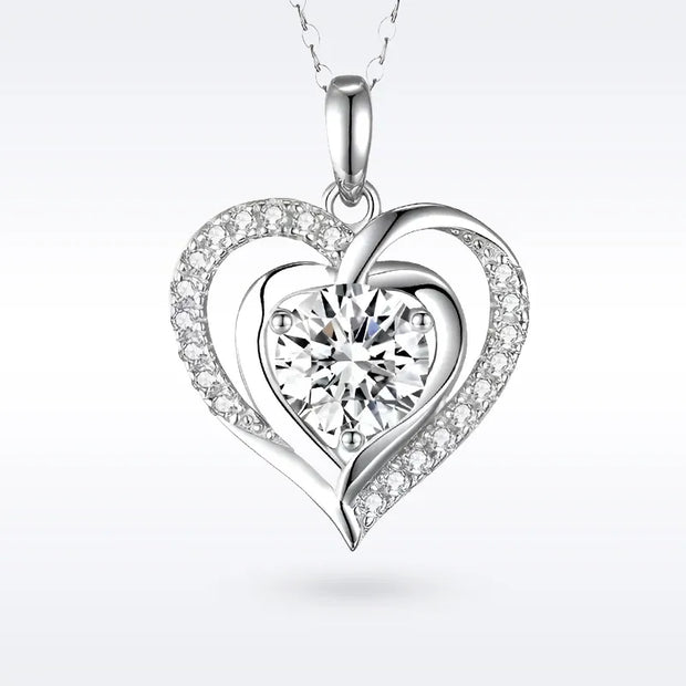 Moissanite Pendant & Chain - Heart - 3CT - 925 Sterling Silver