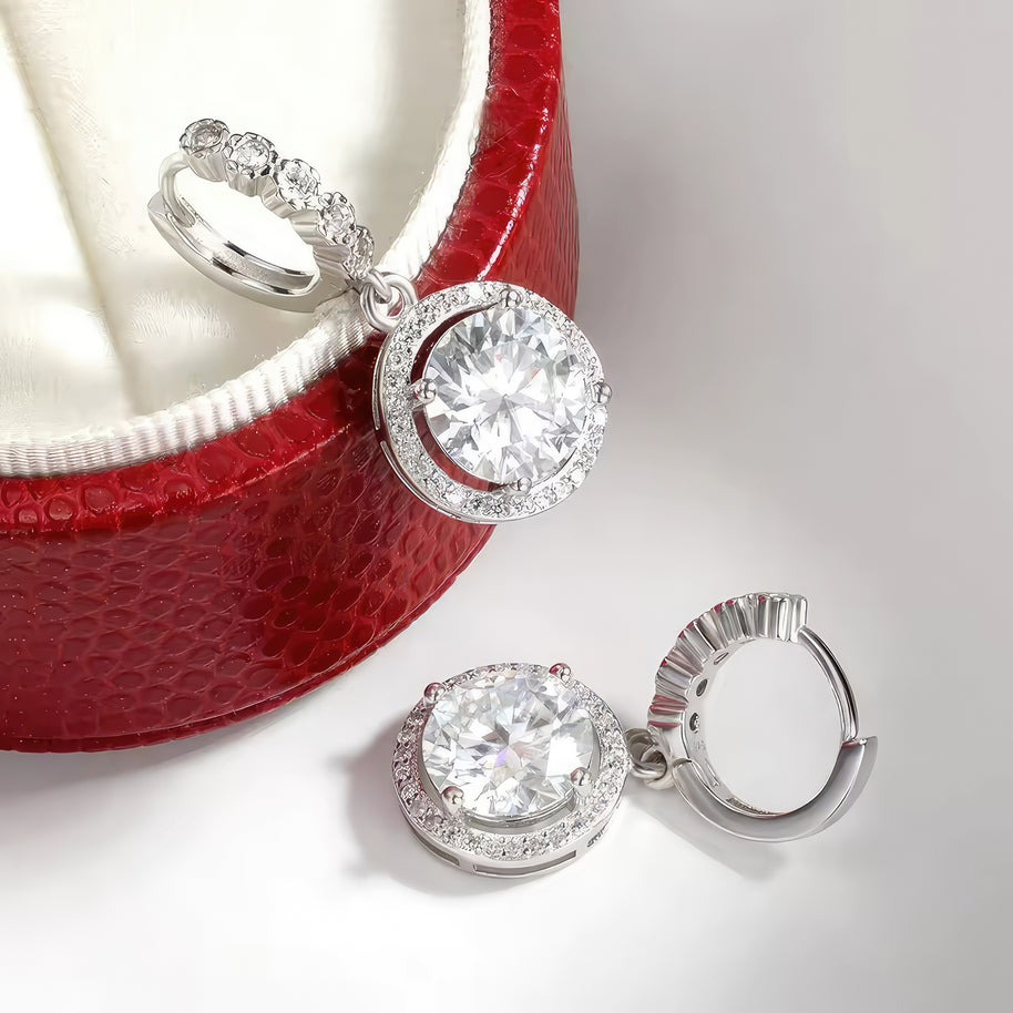 S925 Sterling Silver Moissanite Stud Earrings For Women's