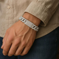 S925 Silver Moissanite Cuban Chain Luxurious Bracelet For Men and Women