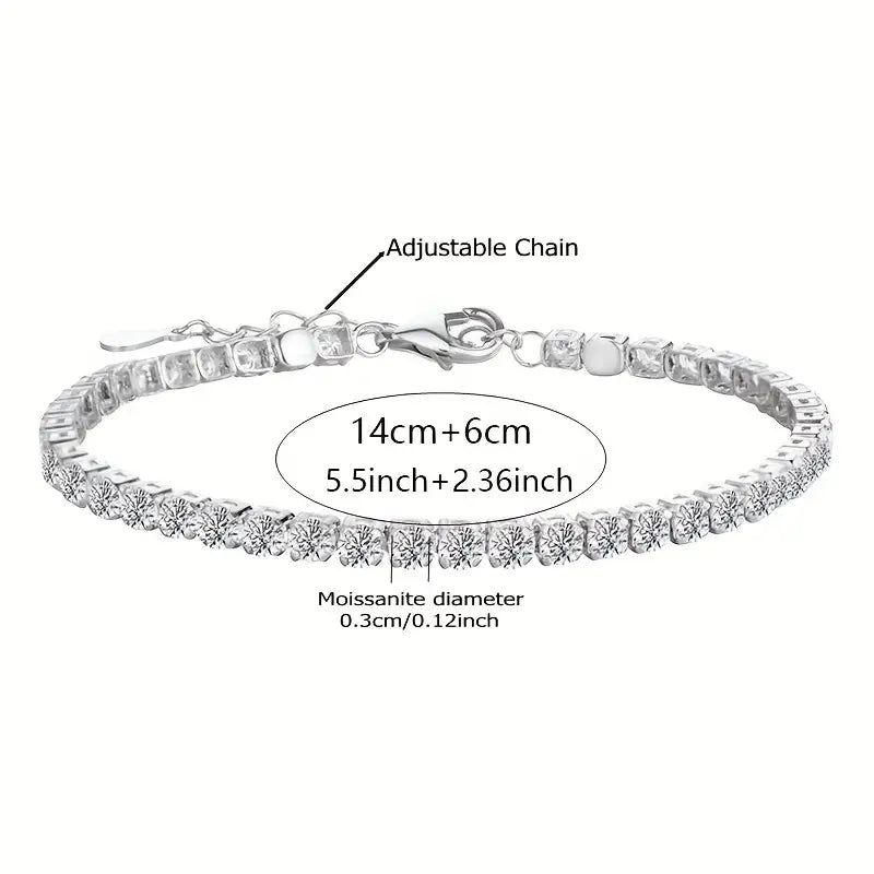 0.5ct Sterling Silver Moissanite Adjustable Tennis Bracelet