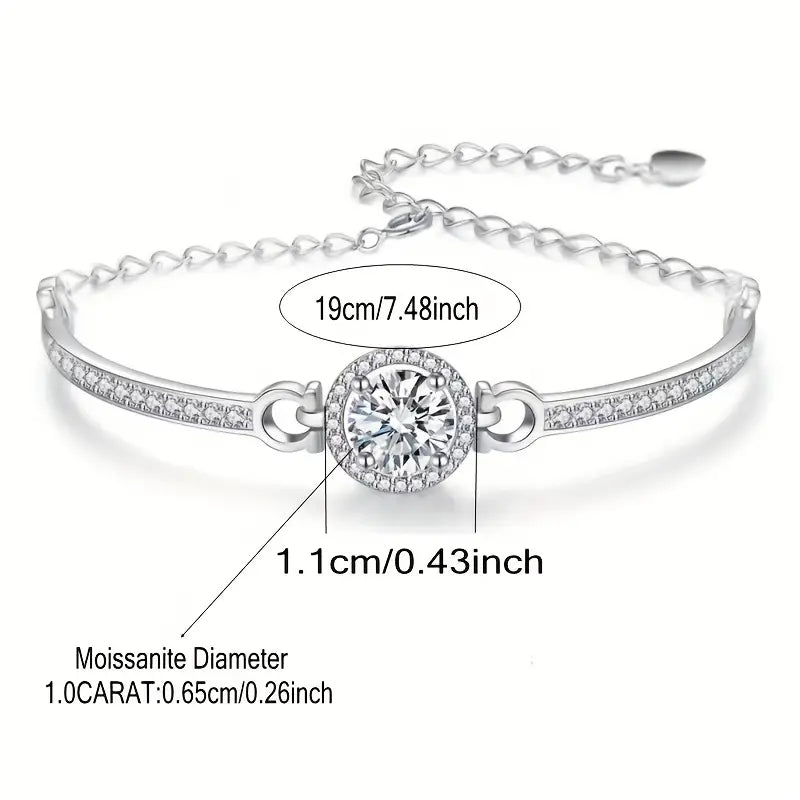 1ct Moissanite Bracelet – 925 Pure Silver Jewelry