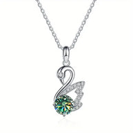 Moissanite Pendant & Chain - Swan - 925 Sterling Silver