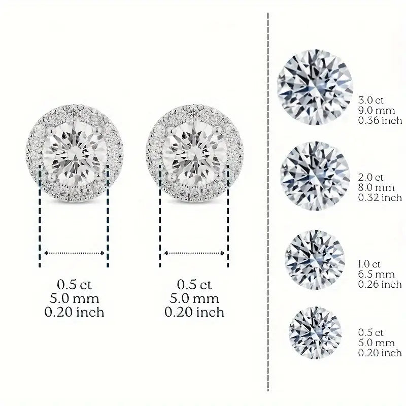 Moissanite 1 Carat Stud Earrings - 925 Sterling Silver