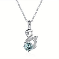 Moissanite Pendant & Chain - Swan - 925 Sterling Silver