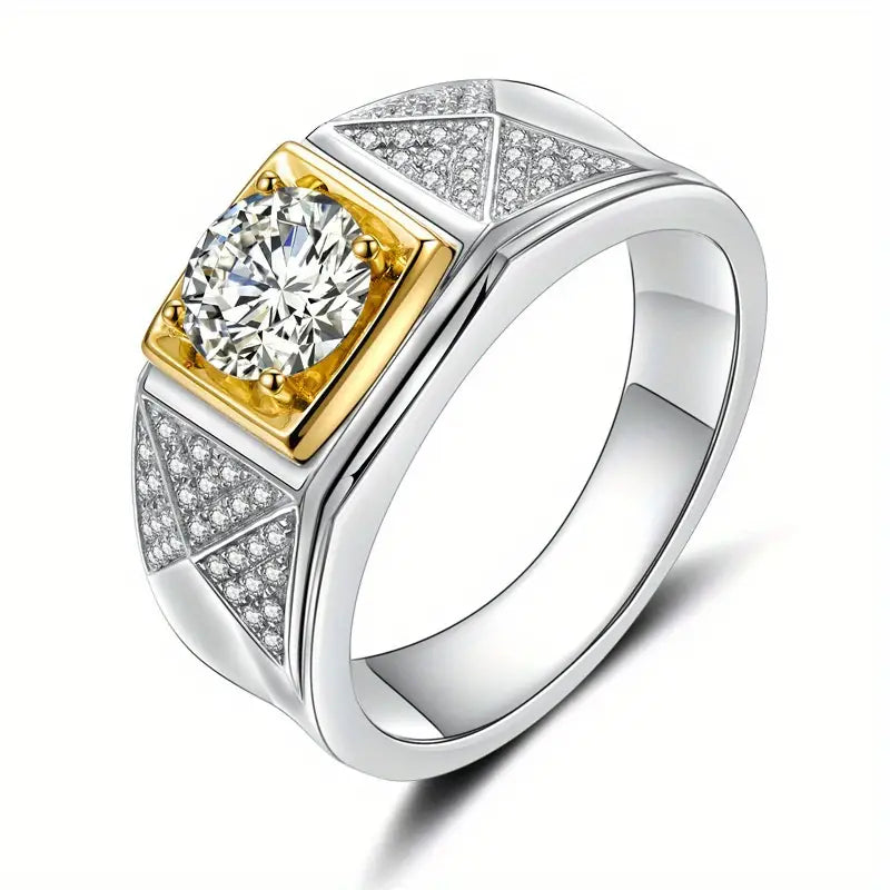 Moissanite 1 Carat Ring – 925 Sterling Silver + 18k Gold Plated