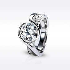 925 Silvery Moissanite 9.0mm Women's Wedding Ring